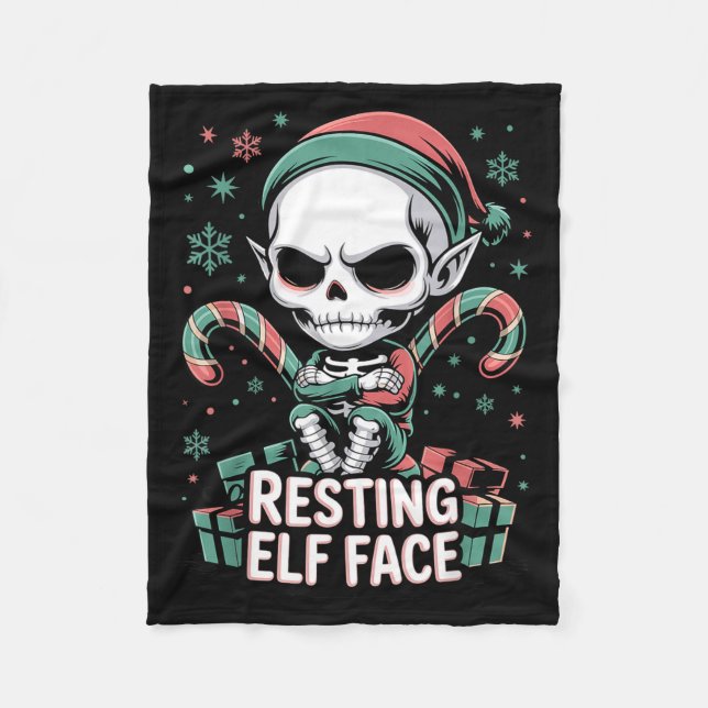 Resting Elf Face Funny Christmas Cute Creepy Women Fleecefilt (Framsidan)