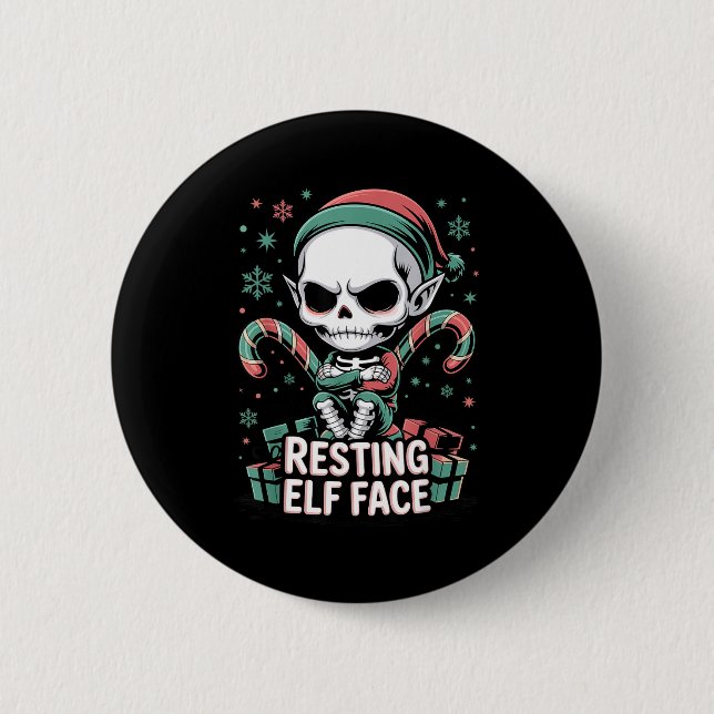 Resting Elf Face Funny Christmas Cute Creepy Women Knapp (Framsida)