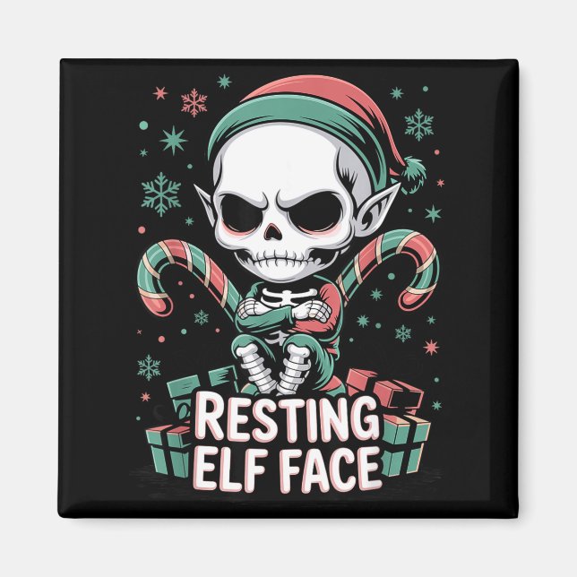 Resting Elf Face Funny Christmas Cute Creepy Women Magnet (Framsidan)