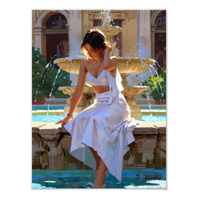 "Resting Fountain - A Moment of Silence and Light" Fototryck (Framsidan)