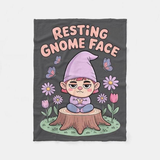Resting Gnome Face Cute Funny Christmas Kawaii Car Fleecefilt (Framsidan)