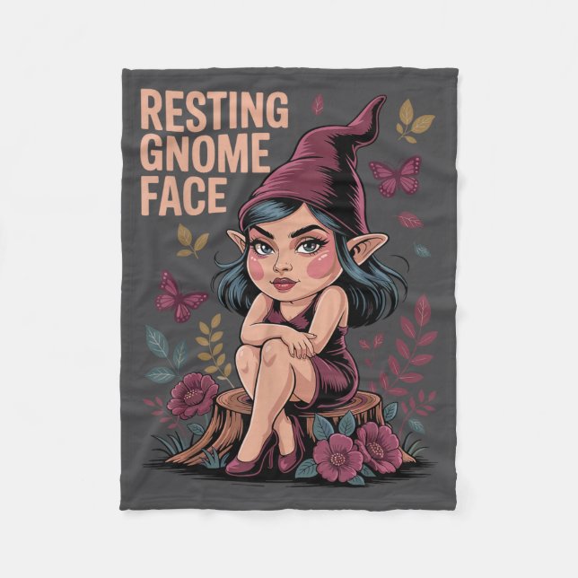 Resting Gnome Face Cute Funny Christmas Kawaii Car Fleecefilt (Framsidan)