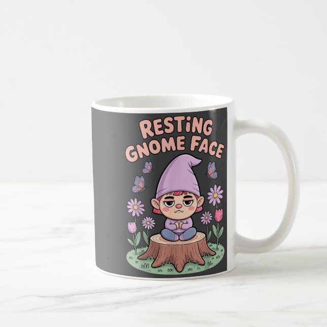 Resting Gnome Face Cute Funny Christmas Kawaii Car Kaffemugg (Höger)