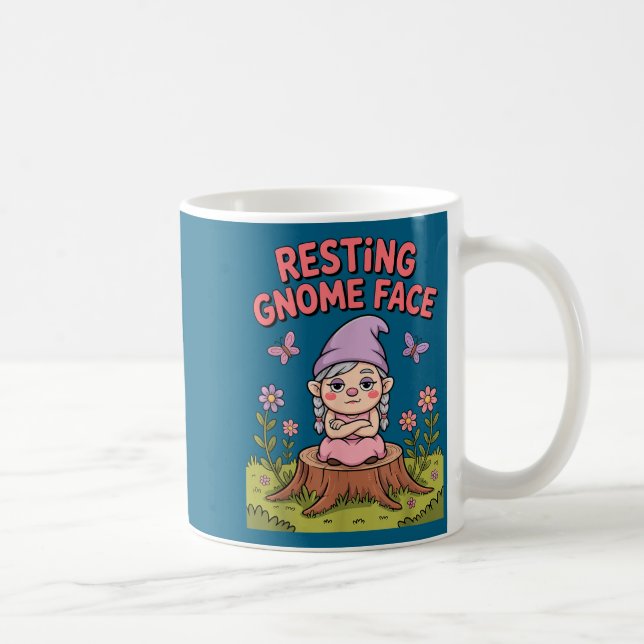 Resting Gnome Face Cute Funny Christmas Kawaii Car Kaffemugg (Höger)