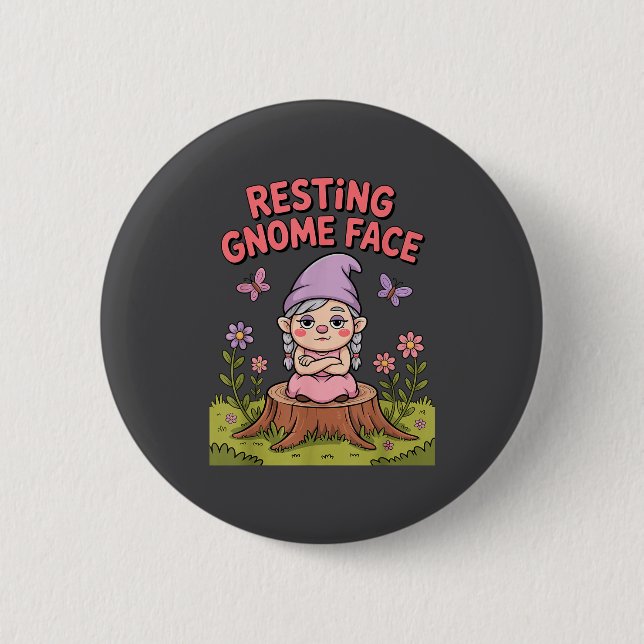 Resting Gnome Face Cute Funny Christmas Kawaii Car Knapp (Framsida)