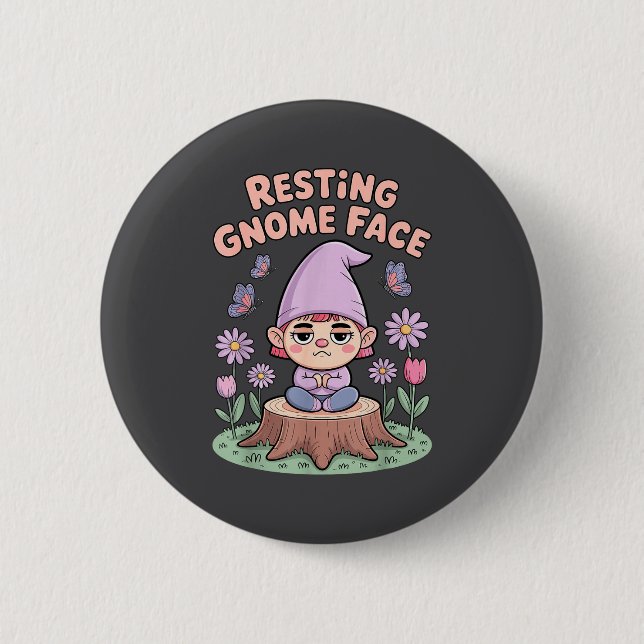 Resting Gnome Face Cute Funny Christmas Kawaii Car Knapp (Framsida)