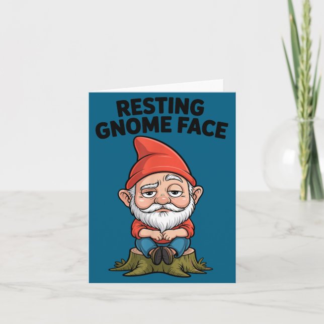 Resting Gnome Face Cute Funny Christmas Kawaii Car Kort (Framsida)