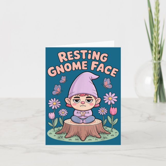 Resting Gnome Face Cute Funny Christmas Kawaii Car Kort (Framsida)