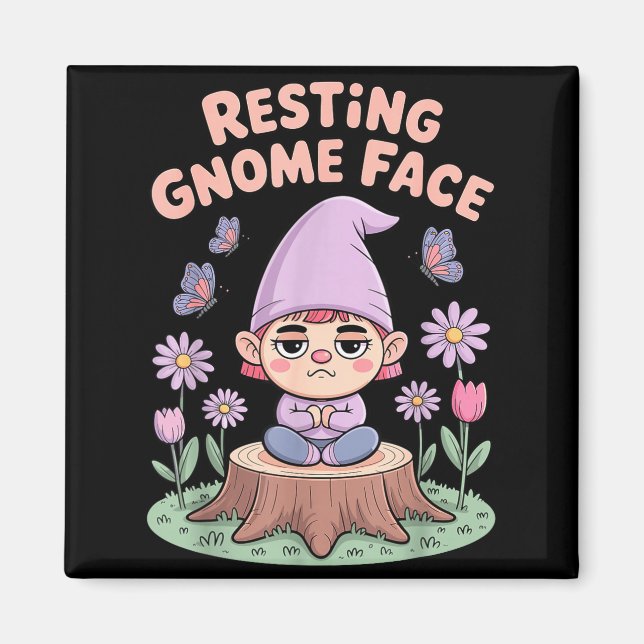 Resting Gnome Face Cute Funny Christmas Kawaii Car Magnet (Framsidan)