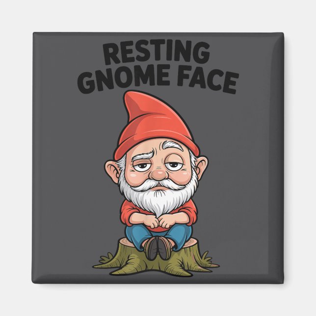 Resting Gnome Face Cute Funny Christmas Kawaii Car Magnet (Framsidan)