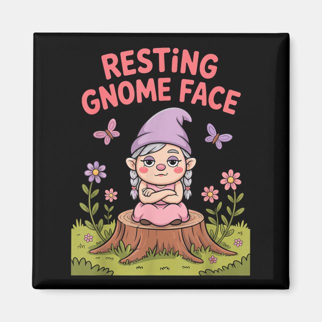 Resting Gnome Face Cute Funny Christmas Kawaii Car Magnet (Framsidan)