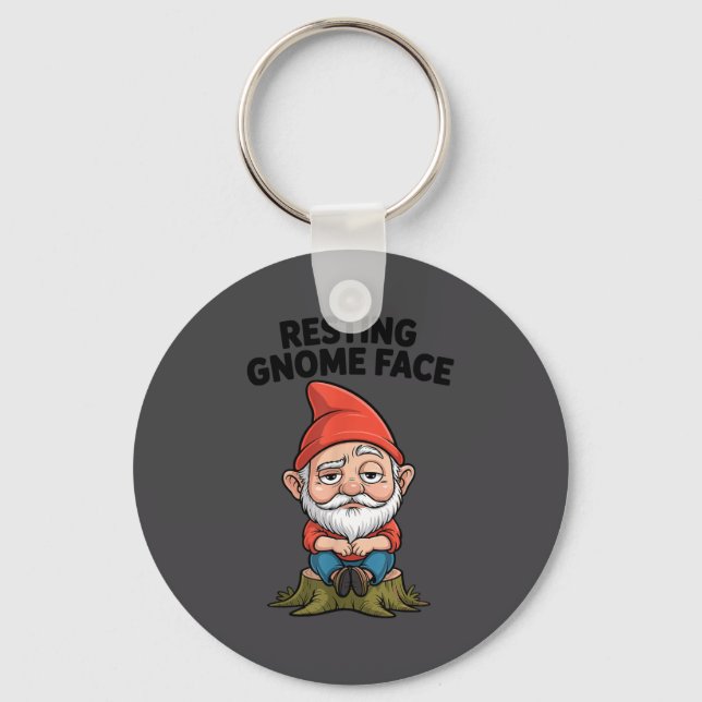 Resting Gnome Face Cute Funny Christmas Kawaii Car Nyckelring (Framsida)