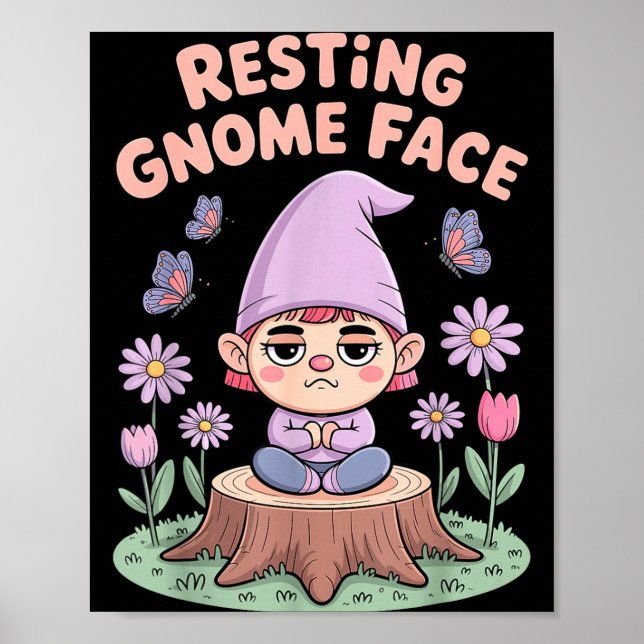 Resting Gnome Face Cute Funny Christmas Kawaii Car Poster (Framsidan)