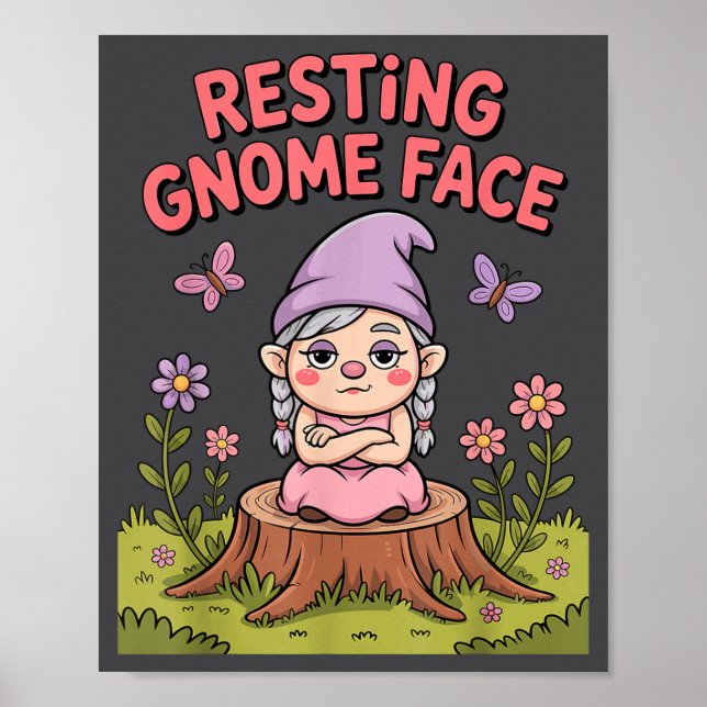 Resting Gnome Face Cute Funny Christmas Kawaii Car Poster (Framsidan)