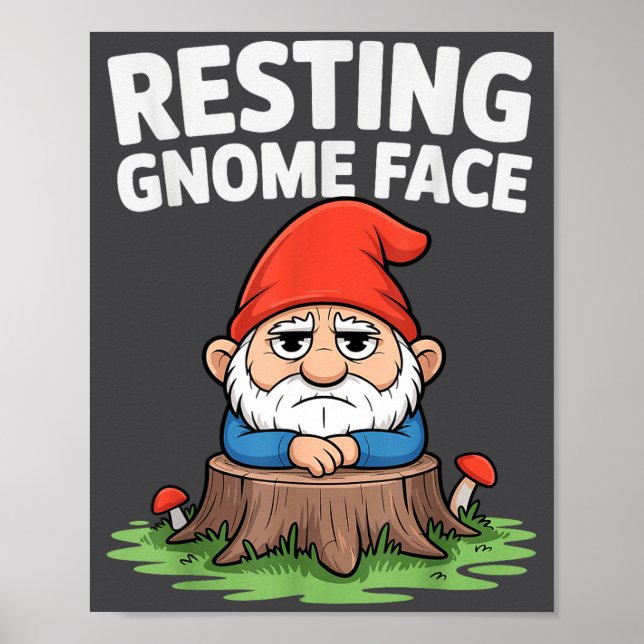 Resting Gnome Face Cute Funny Christmas Kawaii Car Poster (Framsidan)