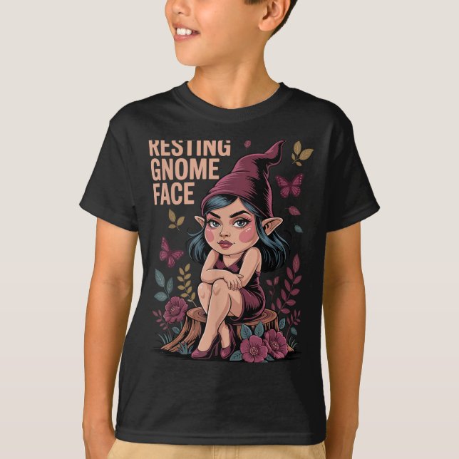 Resting Gnome Face Cute Funny Christmas Kawaii Car T Shirt (Framsida)