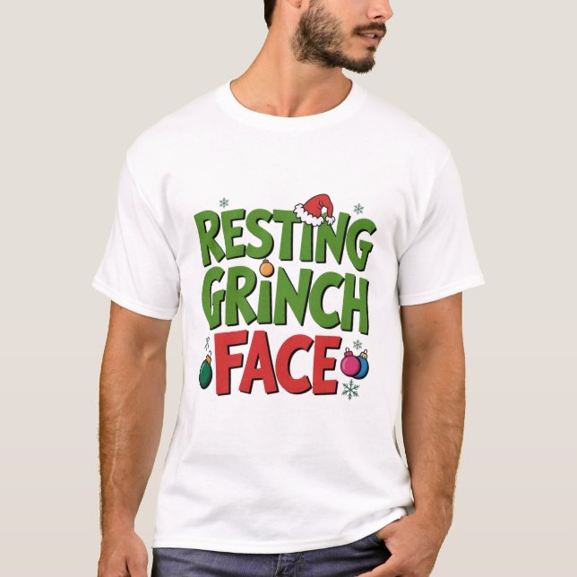Resting Grinch Face Sarcastic Holiday Tee (Framsida)