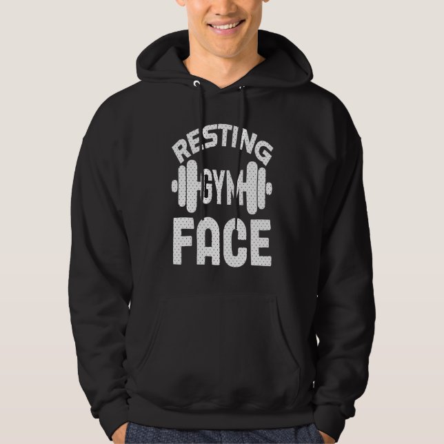 Resting Gym Face   Fitness Workout Motivational Hoodie (Framsida)