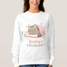 Resting is Productive Cute Kitty Cat Hygge Warm T Shirt