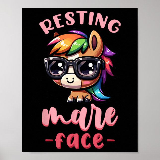 Resting Mare Face I Equestrian Pony Horse Fan  Poster (Framsidan)