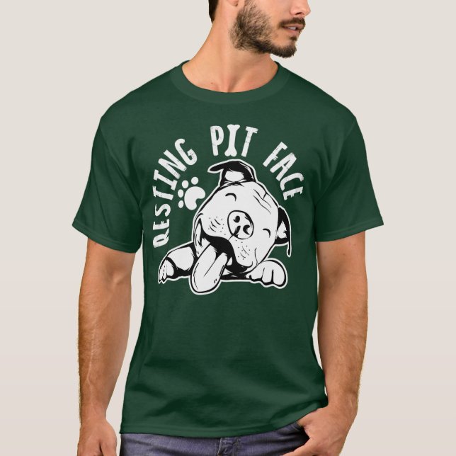 Resting Pit Face  Funny Dog shirt Pitbull Meme T (Framsida)
