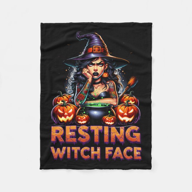 Resting Witch Face Funny Sarcastic Halloween Rude  Fleecefilt (Framsidan)