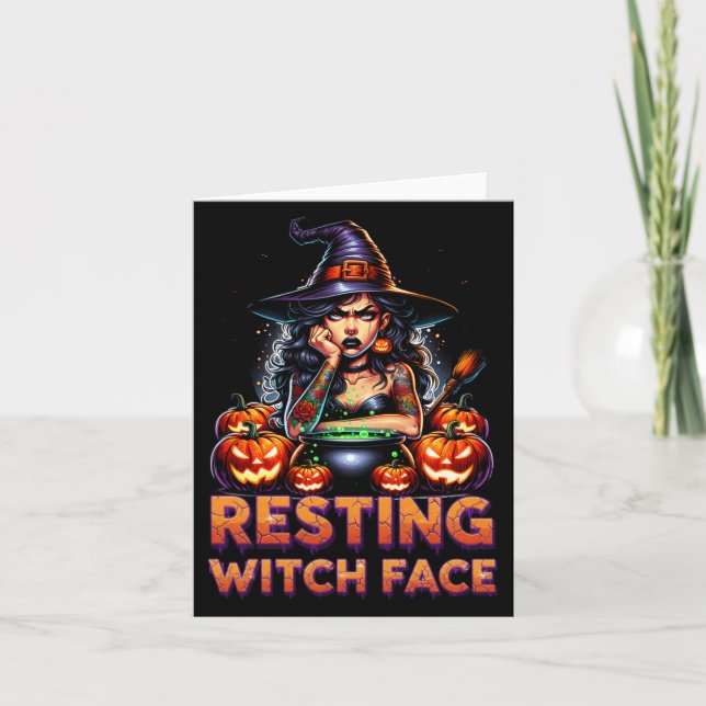 Resting Witch Face Funny Sarcastic Halloween Rude  Kort (Framsida)