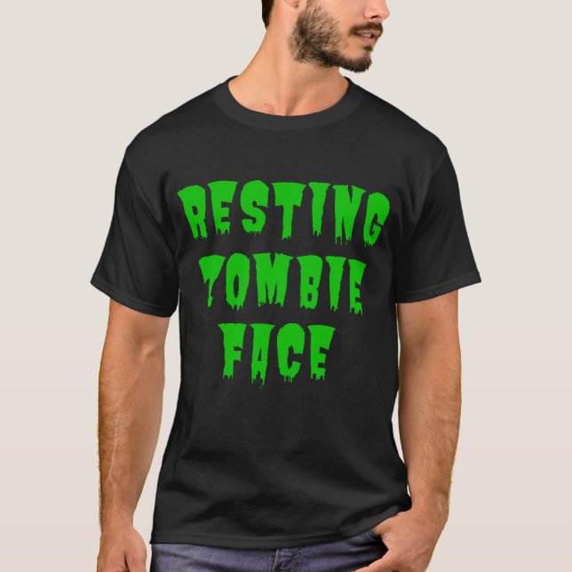 Resting Zombie Ansikte - Funny Halloween 2022 T Shirt (Framsida)