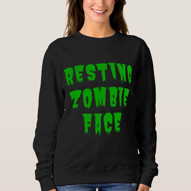 Resting Zombie Ansikte - Funny Halloween 2022 T Shirt (Framsida)
