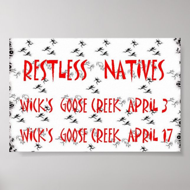 Restless Natives at Wick's Pizza April 2004 Poster (Framsidan)