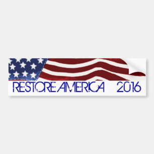 RESTORE AMERICA 2016 Old glory Bumper Sticke4 Bildekal