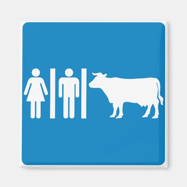 Restroom Facilities Humous Highway Sign - COWS? Magnet (Framsidan)