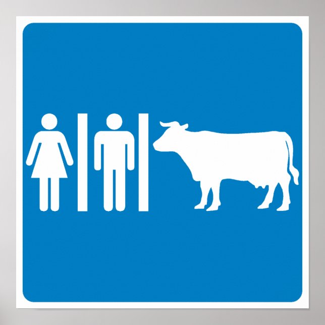 Restroom Facilities Humous Highway Sign - COWS? Poster (Framsidan)