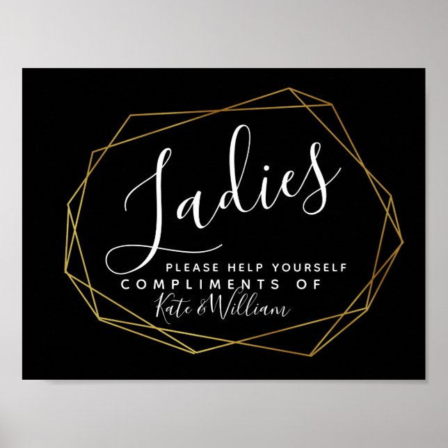 Restrumsskylt för dam - toalettartiklar basket-geo poster (Framsidan)