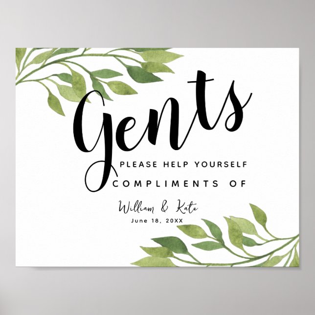 Restrumsskylt - toalettartiklar land greenery poster (Framsidan)