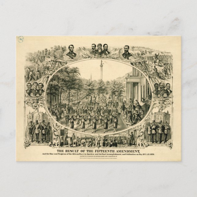 Resultatet av den femtonde ändringen (1870) vykort (Framsida)