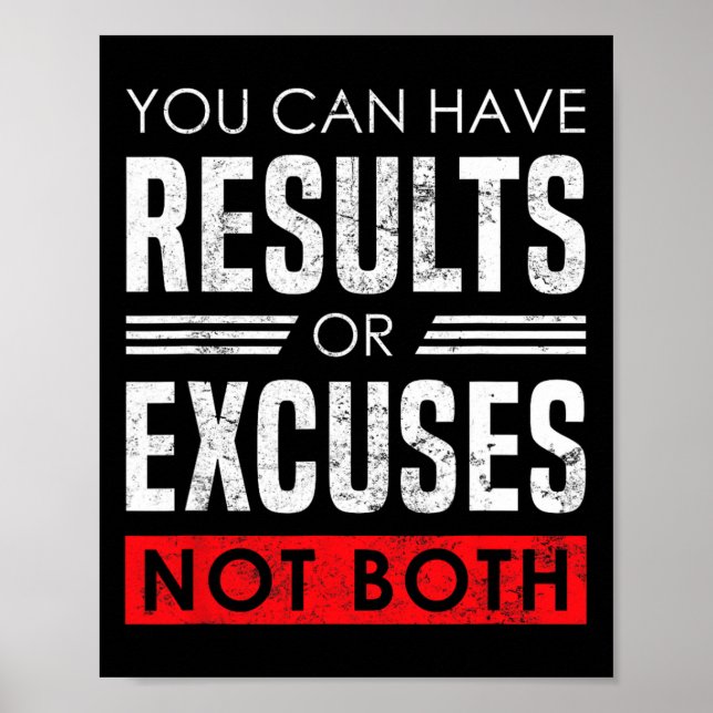 Results Or Excuses - Motivational Bodybuilding Quo Poster (Framsidan)