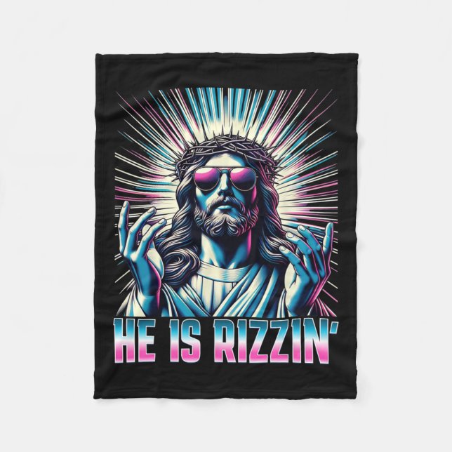 Resurrecension från Påsk Rizz är Rizzin Jesus Fleecefilt (Framsidan)
