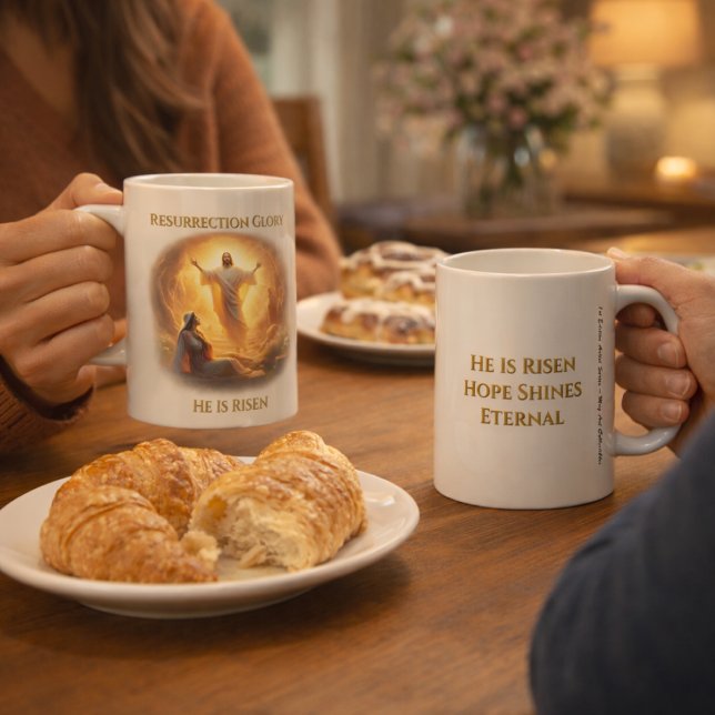 Resurrection Glory – He Is Risen Inspirational Kaffemugg (Skapare uppladdad)