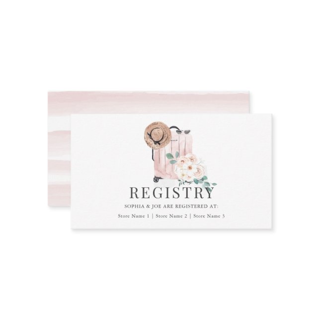 Resväska i rosa för bröllopsfest registrering tilläggskort (Fram/Back In Situ)