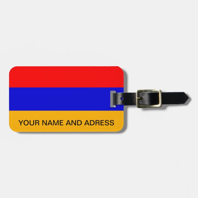 Resväskemärke med Armeniens flagga Bagagebricka (Horisontell Framsida)