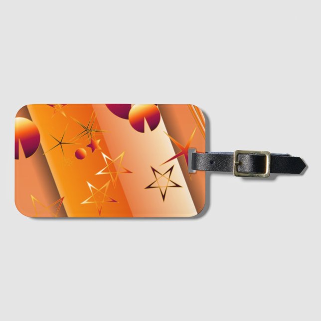 Resväskemärke med orange abstrakt design bagagebricka (Framsida horisontal)
