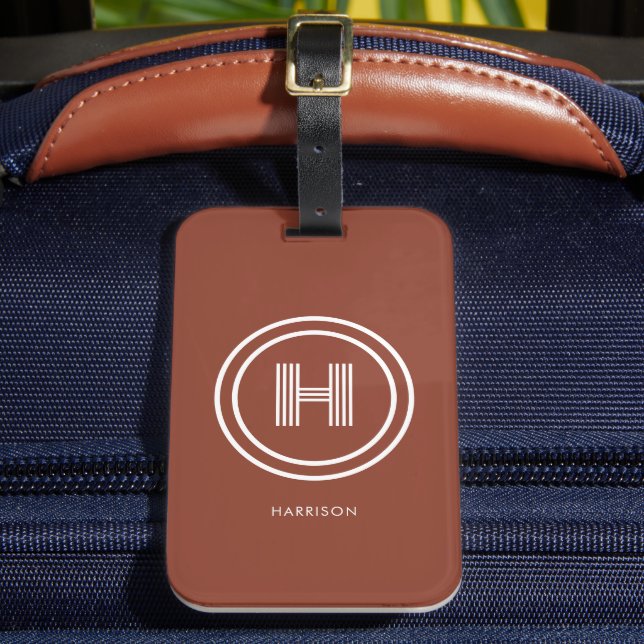 Resväskemärke | Modern Enkel Monogram Bagagebricka (Framsida Insitu 2)