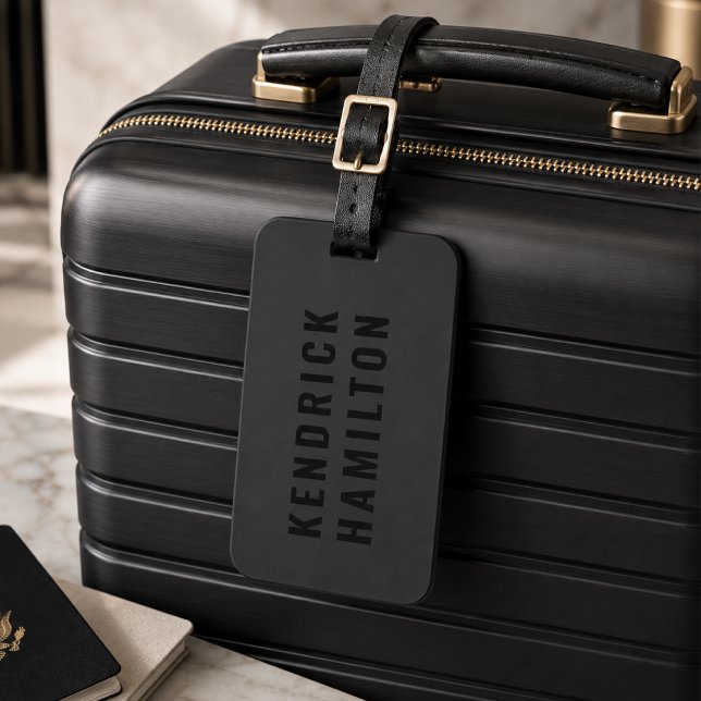 Resväskemärke | Personligt Namn Resväska ID-märke Bagagebricka (Personalized luggage tag with custom name text for suitcases, carry on bags, and travel gifts.)