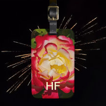 Resväskemärke Röd Guld Ros Blomma Blommig Monogram