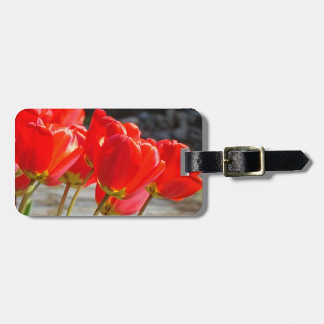 Resväskemärken anpassade Röda Tulpan Blommor Blomm Bagagebricka (Horisontell Framsida)