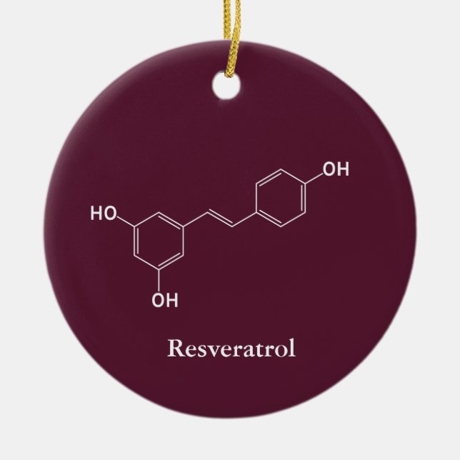 Resveratrol Vin Molekyl Kemi Vetenskap Julgransprydnad Keramik (Framsidan)