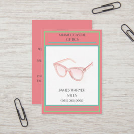 Retail Coral Retro 80's Miami Sunglasses Visitkort