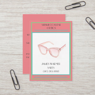 Retail Coral Retro 80's Miami Sunglasses Visitkort
