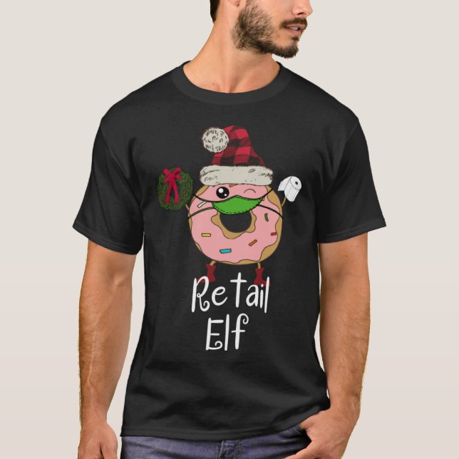 Retail Elf Quarantine Christmas Elf  Donut 2020 Me T Shirt (Framsida)